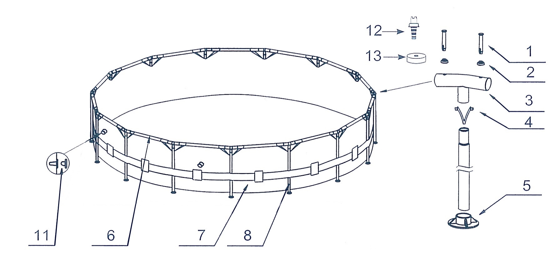 Схема сборки каркасного бассейна bestway круглый